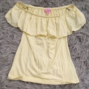 XXS Lily Pulitzer Yellow Off the Shoulder Top